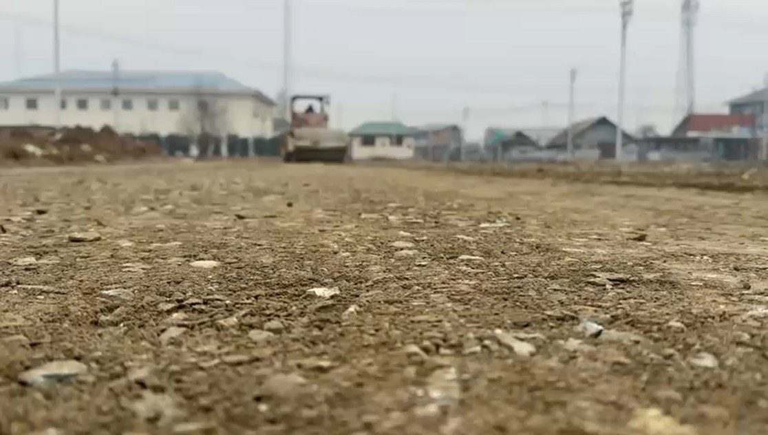 Science Block subgrade — roller compaction in progress